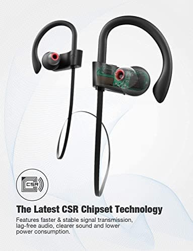 Otium Bluetooth Headphones, Wireless Headphones IPX7 Waterproof Earphones Sport Earbuds With Bluetooth 5.3 Chip 15 Hours Battery, Sound Isolation Mic Earbuds for Gym Running Outdoor Sports Workout — view 5