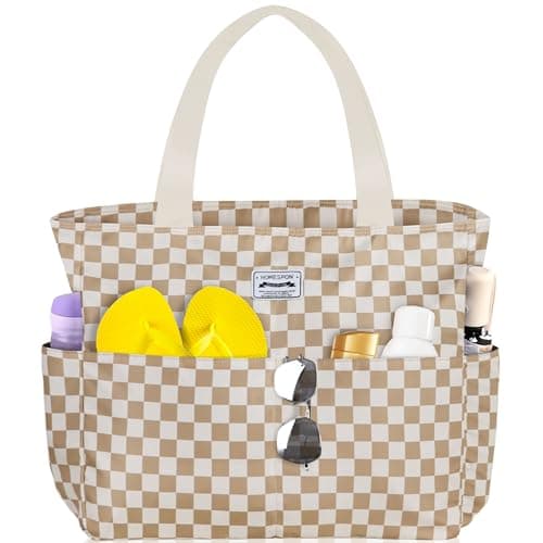 HOMESPON Large Waterproof Beach Bag for Women, Zippered Pool Tote