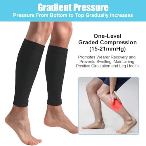 ACWOO Calf Support Compression Sleeves for Women Men, 1 Pair 15-21mmHg Class 1 Shin Splints Brace Support for Torn Muscle Pain Relief, Cramps, Sprains, Footless Leg Socks for Running Sports Flight — view 4