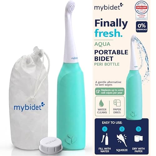 Portable Bidet Peri Bottle Postpartum, Travel Bidet, Perineal Bottle, Bidet Sprayer for Toilet, Hemorrhoids, Muslim Shower, Washlet (Aqua Home Mint)