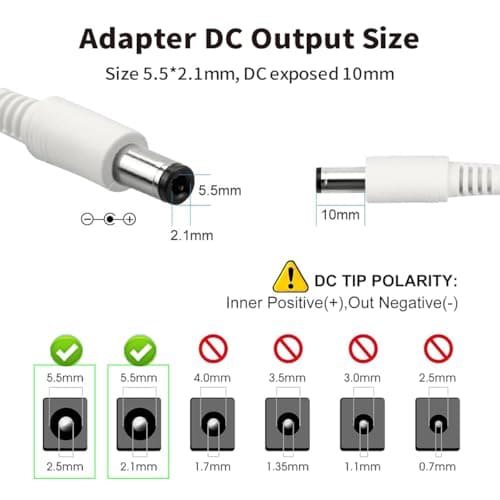 12V Power Supply Compatible with TP-Link Deco Mesh WiFi System S4 M3 M4 M5 M9 X20 X55 X60 X68 X90 X4300 Pro XE75 Replacement Charging Adapter 5.9FT/1.8M Charger Cord — view 5