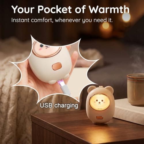 2 Pack Hand Warmers Rechargeable, 2 Heat Levels Cute Bear Design — view 5