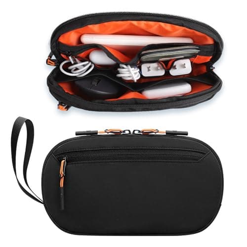 Teskyer Cable Organizer Bag - Portable, Waterproof, Compact Design, Travel Organiser, Travel Accessories, 23 x 13 x 5 cm, Black
