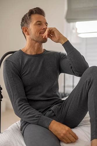 HEAT HOLDERS - Mens Winter Warm Cotton Thermal Underwear Long Sleeve Top Vest (Medium (38-40" Chest), Charcoal) — view 2