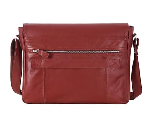 Laptop Messenger Bag Red Cowhide Leather Briefcase Shoulder Office Travel Bag 7111 — view 2