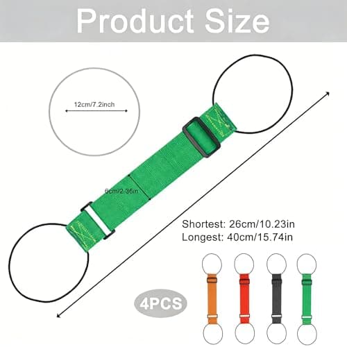 Elastic Fastening Belt for Luggage 4 Pack, Adjustable Suitcase Straps with Quick Release Buckles, Portable Travel Bag Straps in Black Red Orange Green, Elastic Rope Binding Strap for Luggage Bags — view 2