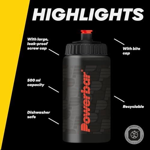 Powerbar - Sports Water Bottle - Leak-Proof & Dishwasher Safe, BPA-Free - 500 ml - Black — view 3