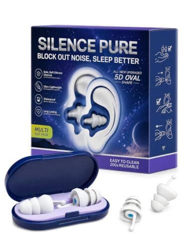 2Pairs Noise Cancelling Ear Plugs for Sleep, Soft Silicone 27dB Noise Reduction Earplugs for Sleeping, Lightweight & Washable, Snoring Blocking, Travel, Motorcycle, 2 Sizes Earplug with Ear Plug Case