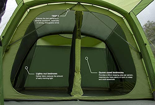 Vango Airbeam Odyssey Air 500 Villa Tent [Amazon Exclusive], 5 Man Inflatable Tent with Pump, Sun Canopy, Easy Pitch Family Camping, Epsom Green — view 5