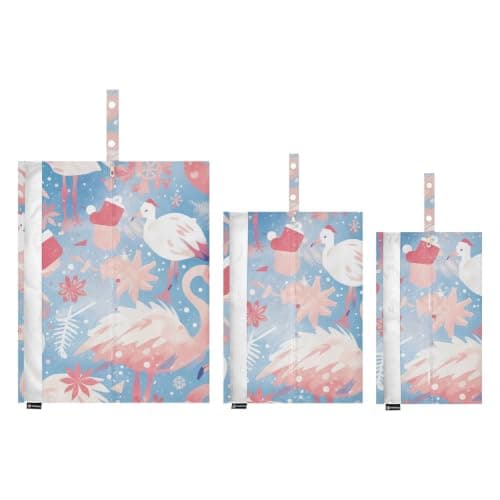 Flamingos in Winter 3 Piecing Packing Travel Bag Stackable Closet Organizer Bag Space Saver Bags Organizers And Storage For Office — view 2