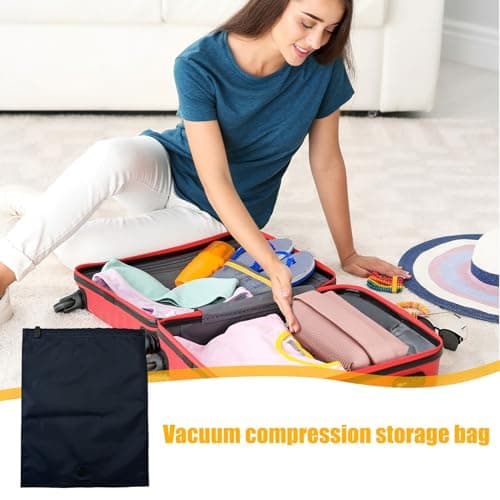 Compression Packing Bags - Black Travel Storage Bags, Vacuum Roll Up Space Saver Organizer Small 30x40cm | Clothing Suitcase Home Backpack Wardrobe Organization For Trips Business Travel Holidays Easy — view 4