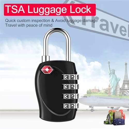 ZHEGE Suitcase Lock, Travel Padlock for Luggage, 4 Digit (Black) — view 2
