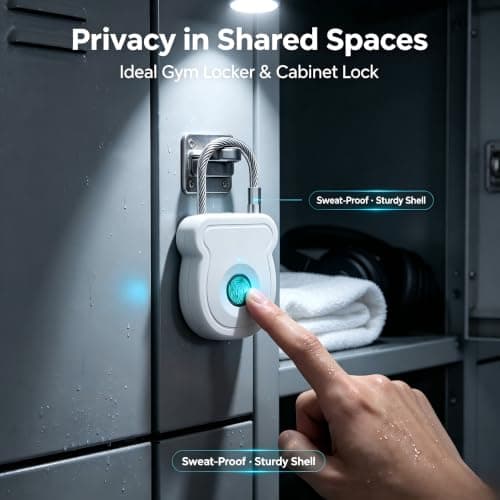 Fingerprint Padlock Smart Padlock Biometric Padlock USB C Rechargeable Padlock Fingerprint Lock for Backpack Suitcase Luggage Gym Locker Cabinet Travel Lock (Black) — view 5