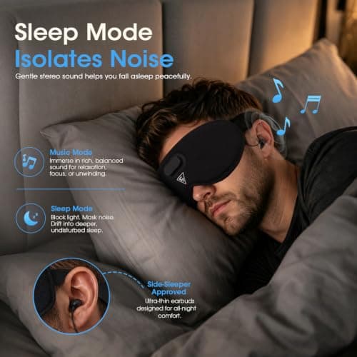 DOQAUS Cooling Bluetooth Sleep Mask Headphones for Side Sleepers — view 2