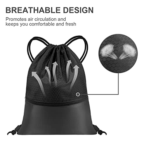 flintronic Drawstring Gym Bags, Waterproof Swimming Bag Sport Gym Sack, Large PE Bag Swim String Backpack with Zipper for School Sports Beach Holiday Travel - Kids & Adults — view 5