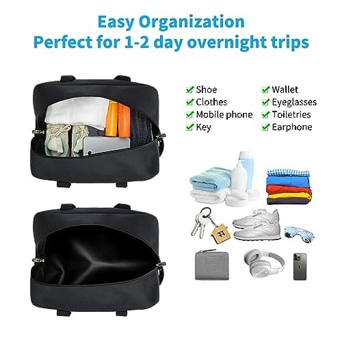 YoKelly Small Duffle Bag 14 inch Carry On Mini Duffel Bag Lightweight for Travel Gym Sport-Black — view 3
