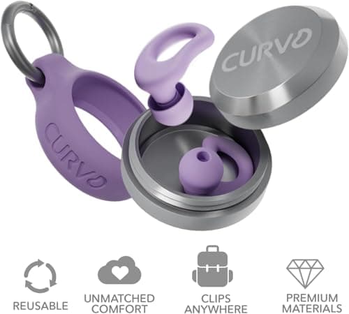 CURVD Everyday Earplugs + Case Clip Bundle, the perfect earplug for sleep, travel, noise sensitivity/canceling + Case Clip package portable waterproof container & silicone sleeve for Ear plugs(Purple) — view 5