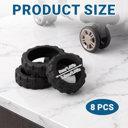 Heryson 8 Pcs Silicone Suitcase Wheel Protectors, Anti Scratch Noise Reduction Luggage Wheel Covers, Wear Resistant Spinner Wheel Protective Caps for Most Travel Trolley Suitcase Wheels — view 3