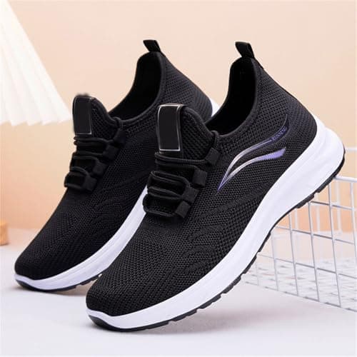 Women`s Fashion Trainers, Mesh Flyknit Orthopedic Sneakers, New Season Comfortable Breathable Footwear, Lightweight Running Sport Shoes, Versatile Travel Everyday Trainers — view 3