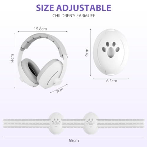 Aolso Baby Ear Defenders, 2-in-1 Baby Ear Defender for Babies and Toddlers up to 36 Months, Noise Reduction Earmuffs, Infant Noise Canceling Headphones with Soft Cushion and Adjustable Headband-Gray — view 2