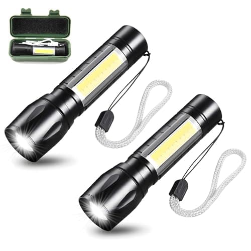 2 Pcs LED Torch Rechargeable Super Bright Adjustable Focus with 3 Modes