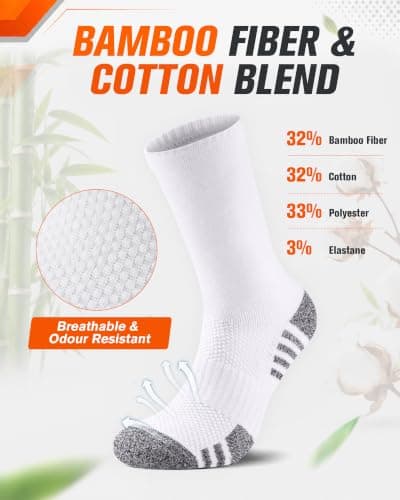 Niofind Mens Bamboo Thermal Socks, 6 Pairs Full Cushioned Breathable Socks — view 4