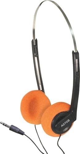 SoundLab Lightweight School Office Stereo Headphones - Orange — view 3