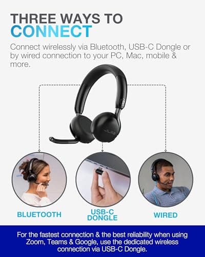 JLab Go Work 3 Office Wireless Headset with Microphone - Bluetooth, 4 Pack — view 5