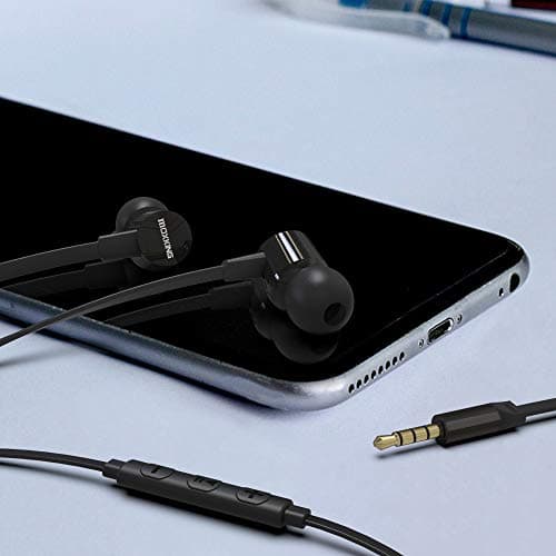 MOXKING Wired Tangle Free Earphones With for kids women small ears, Comfortable and Lightweight Flat Cable Ear bud with Microphone and Volume Control for Cell Phone Laptop — view 2