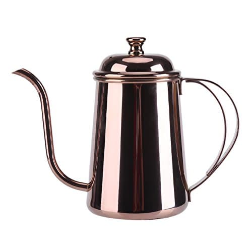 650ml Gooseneck Kettle, Stainless Steel Water Kettle Pour Over Drip Coffee Pot Gooseneck Spout Tea Pot for Home Camping Travel (Rose Gold)