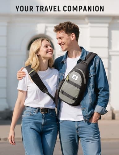 SKYSPER Sling Bag Anti-Theft RFID Crossbody Bag Travel Cross Body Backpack Shoulder Hiking Sling Daypack(Lightgray) — view 6