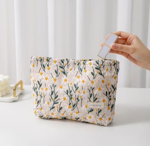 ONEGenug Makeup Bag, Set 2 Cosmetic Bags, Portable Pencil Case Makeup Pouch Travel Essentials Toiletry Bags for Women Girls — view 2