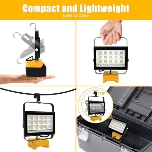 ILIKEPOW Cordless Work Light Compatible with dewalt Battery for Workshop — view 5