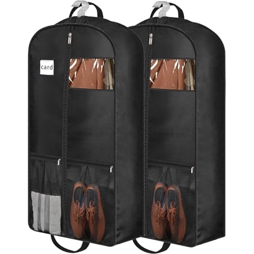 BH7STAR 43" Heavy Duty Garment Bags for Travel 6.5" Gusseted Suit Bags for Closet Storage 2 Handles Hanging Clothes Bag with Pocket Mens Suit Cover for Shirts, Coats, Dresses, Suit Holder, 2 Pack