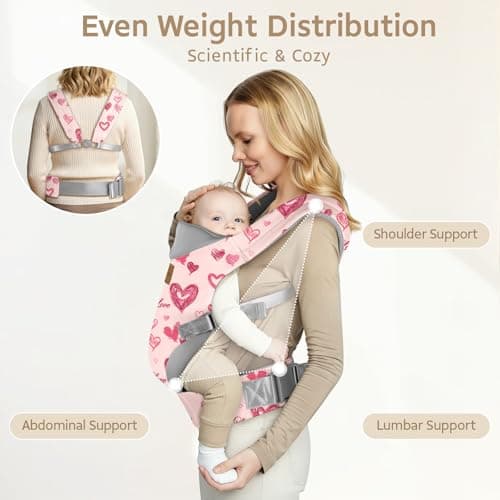 YooxArmor Ergonomic Baby Carrier for 4-36 Month Newborn,Waist 67-150cm,Pink — view 2