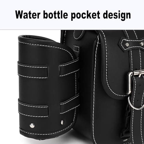 Motorcycle Saddle Bags PU Leather Waterproof, Moto Bag 20L Large Capacity, Motorcycle Tail Bags Combination Lock, Universal Moto Luggage 1 Pair Side Bag(A,33x13x25cm) — view 4