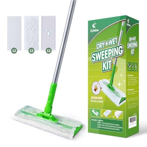 Eyliden Mop Starter Kit with 36 Refills(12 Wet Wipes + 24 Dry Cloths)