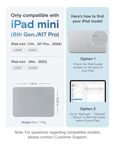 MOFT Dynamic Folio Case for iPad Mini 7 (A17 Pro 2024)/Mini 6 2021, 8.3 Inch,Silm Magnetic Stand Case with 20+ Viewing Angles, Auto Wake/Sleep, Ultra Thin, Cement x Sapphire — view 2