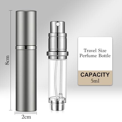 Perfume Atomiser, Refillable & Portable Travel Size Perfume Bottles, Leaking Proof, Bottom Pump without Funnel, Nano Mist, Dispensers, Leak Proof Cologne Dispenser for Women and Men,5ml (silvery) — view 2