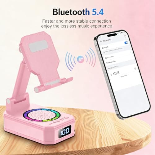 Gift for Men Women, Valentines Gifts, Phone Stand with Bluetooth Speaker, Anti-Slip Base, 4-in-1 Design with RGB, Foldable Phone Charger Stand with Wireless Speaker, Tech Gadget for Friends/Parents — view 3