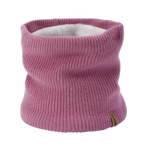 ACUSHLA 100% Merino Wool Neck Gaiter, Lined Winter Neck Warmer, Rose Pink