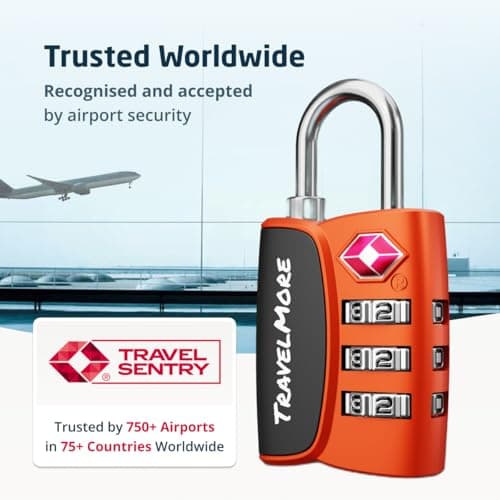 6-Pack TSA Approved 3-Digit Luggage Locks with Open Alert Indicator for Travel Suitcases & Baggage | Luggage Locks | TSA Locks | Orange — view 5