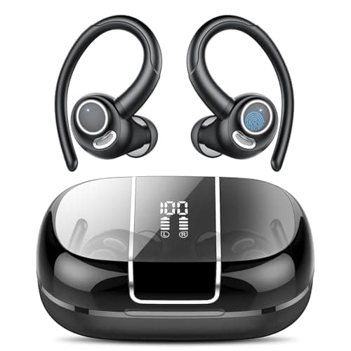 Sport Wireless Earbuds, 48H Bluetooth 5.3 Headphones with Earhooks, ENC Mic