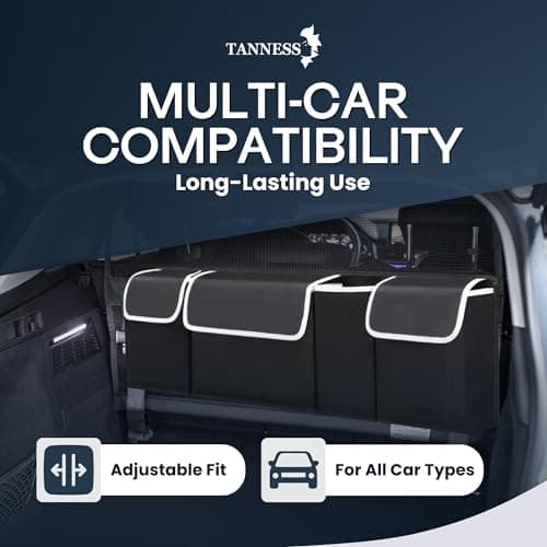 TANNESS Car Boot Seat Organiser with Adjustable Straps - Storage Accessories Organisers - Seat Back Protectors, Medium Large Interior Travel Storage, Foldable Cargo Net Car Backseat Cover Gadgets — view 5