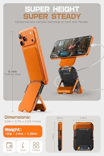 SUPCASE for MagSafe Wallet with Stand, Magnetic Wallet for Men, [Hold 5 Cards] [Adjustable Stand] [RFID Blocking] Phone Credit Card Holder Tripod for iPhone 17/16/15/14/13/12 Series (Coral) — view 5