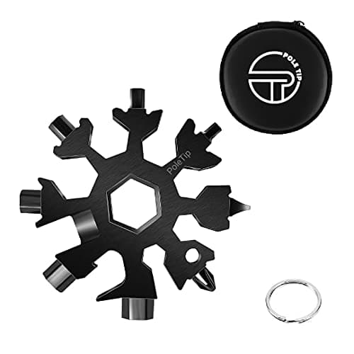 Pole Tip 18 in 1 Snowflake Multi Tool, Stocking Fillers for Men,Survival Kits, Camping Accessories, Christmas Gift for Men Who Have Everything, Pocket Tool Set, Birthday Gifts for him(Black)