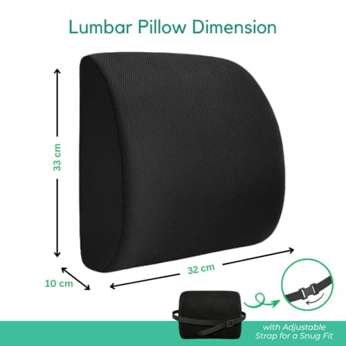 Lumbar Support Pillow - Ergonomic Memory Foam for Back Support and Pain Relief, Office Chair Cushion, Car Seat Cushion — view 2