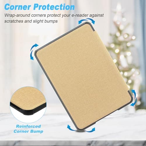 DMLuna Case for All-New 7" Kindle Paperwhite (12th Generation) 2024 Model:SA569P / Kindle Colorsoft Signature Edition (1st Gen), PU Leather, Lightweight Water-Safe Cover with Auto Sleep Wake, Khaki — view 4