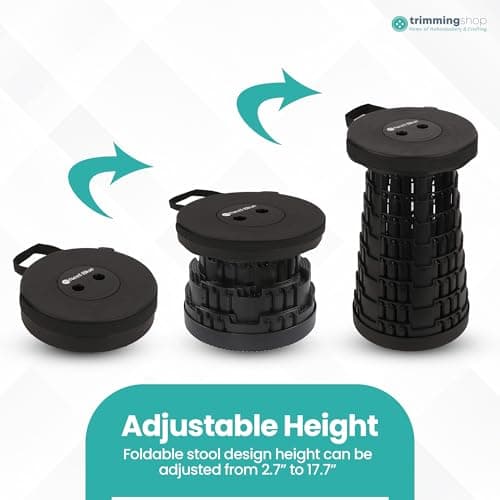 Trimming Shop Telescopic Folding Stool Portable Seat 440lbs, Black — view 5