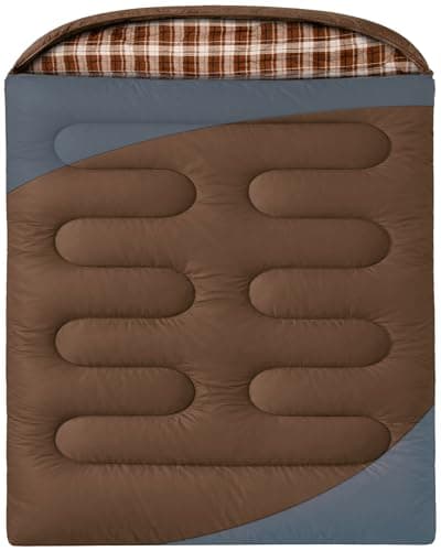 WERTYCITY Flannel Double Sleeping Bag with Draft Tube for 2 Person Camping